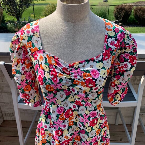 Vintage 80s Babydoll Floral Puff Sleeve Ruffle Prairie Cottagecore Maxi Dress - Picture 2 of 16